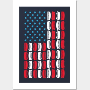 Patriotic Hot Dog American Flag Independence Day 4th July Posters and Art